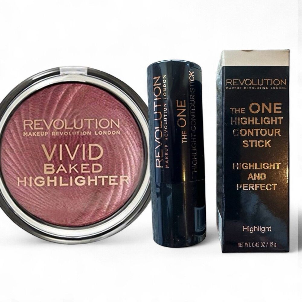 Bundle 2 Revolution Vivid Baked Highlighter Rose Gold Lights & Contour Stick
